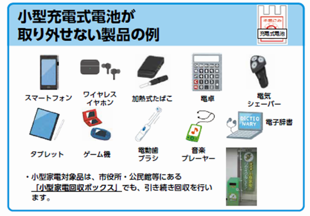 取り外しできない小型充電式電池